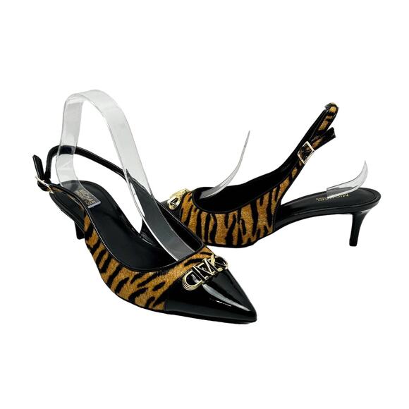 NEW MICHAEL Michael Kors Parker Flex Tiger Print Calf Hair Slingback Pump Shoes - Picture 3 of 12